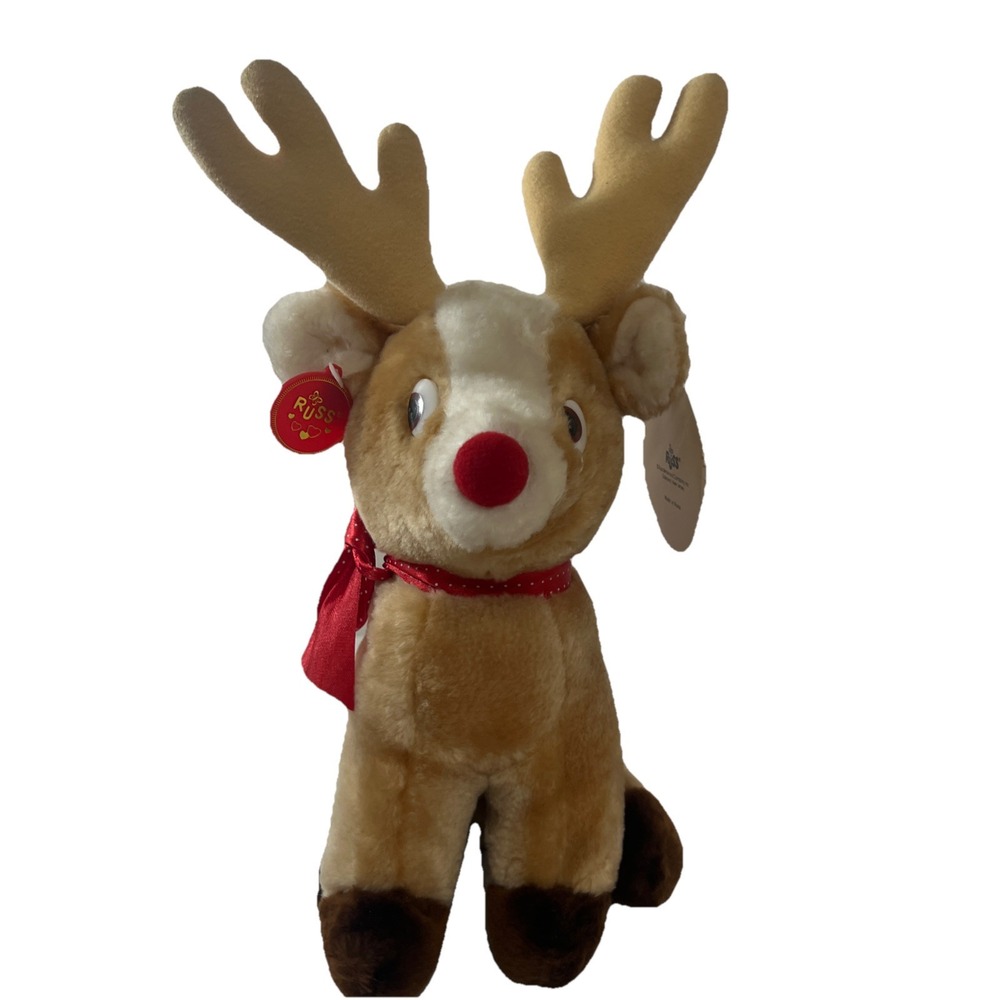Vintage Russ ROSCOE‎ REINDEER Stuffed Animal Plush 10"